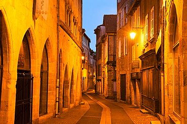 Emile Zola Street, city of Figeac, Lot department, region of Midi-Pyrenees, Occitanie, southwest of France, Europe