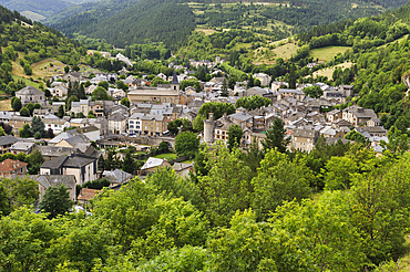 Village of Meyrueis in the Jonte river valley,Lozere departement,Languedoc-Roussillon region,Occitanie,France,Europe