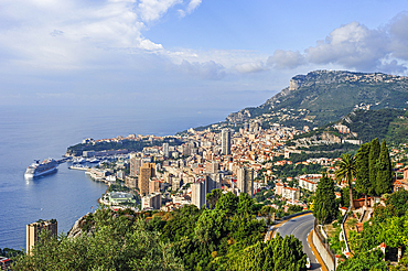 Principality of Monaco viewed from the Corniche, Alpes-Maritimes department,Provence-Alpes-Cote d'Azur region,southeast of France,Europe.