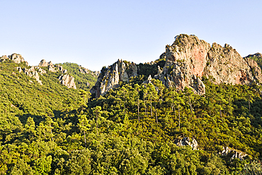 From 'Vallon de Saint-Jean a view of Esterel Massif, Mediterranean coastal mountain range in the departments of Var and Alpes-Maritimes in Provence-Alpes-Cote d'Azur region,France, Europe