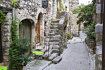 Bystreet in the perched village Tourrettes-sur-Loup.Alpes-Maritimes department,Provence-Alpes-Cote d'Azur region,southeast of France,Europe.