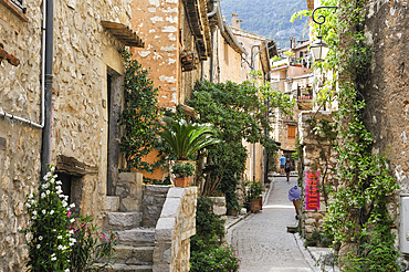 Bystreet in the perched village Tourrettes-sur-Loup.Alpes-Maritimes department,Provence-Alpes-Cote d'Azur region,southeast of France,Europe.