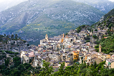 Saorge, Village in the Roja Valley, Mercantour National Park , Alpes-Maritimes department, Provence-Alpes-Cote d'Azur region, southeast of France, Europe.