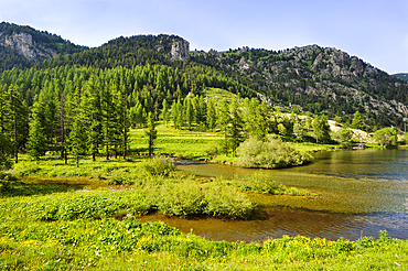 Lake and valley of the Miniere, Mercantour National Park, Alpes-Maritimes department, Provence-Alpes-Cote d'Azur region,southeast of France,Europe.