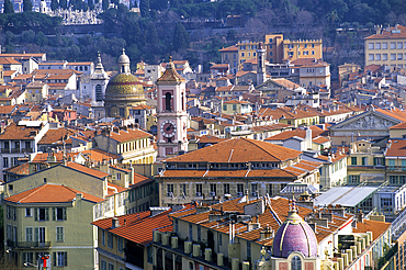 Overview of the Vieux-Nice from a Castle's terrace, Nice,Alpes-Maritimes department,Provence-Alpes-Cote d'Azur region,southeast of France,Europe.