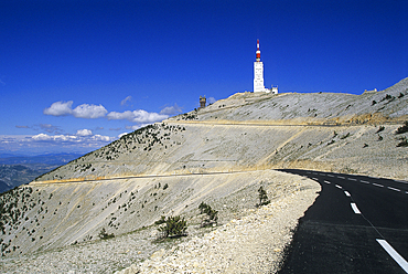 Twisting road to the summit of the Mont Ventoux,Vaucluse department,Provence-Alpes-Cote d'Azur region,southeast of France,Europe