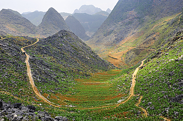 Small valley near Sa Phin, Dong Van plateau, Ha Giang province, Northern Vietnam, Southeast Asia
