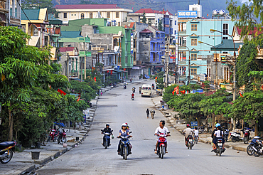 Main street at Dong Van, Ha Giang province, Northern Vietnam, Southeast Asia
