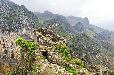 Ruins of fortress remains from french colonization near Dong Van, Ha Giang province, Northern Vietnam, Southeast Asia