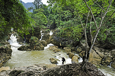 Falls on Nang river, Ba Be Lake, Bac Kan province, Northern Vietnam, Southeast Asia