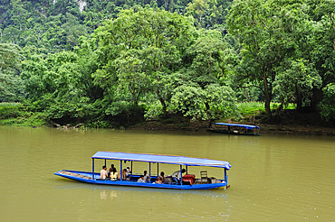 Ferryboat to reach the villages on Ba Be Lake bank, Bac Kan province, Northern Vietnam, Southeast Asia