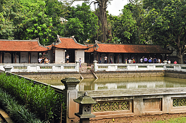 Large pond, named Well Of Heavenly Clarity, third courtyard,Temple of Literature, Hanoi, Northern Vietnam, Southeast Asia