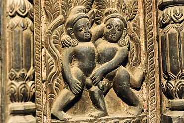 Erotic bas-relief,Bhaktapur,Nepal,Himalaya,South Asia