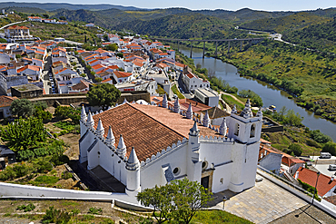 Main Church of Mertola, originally a mosque, overlooking the Guadiana River, Alentejo region, Portugal, southwertern Europe