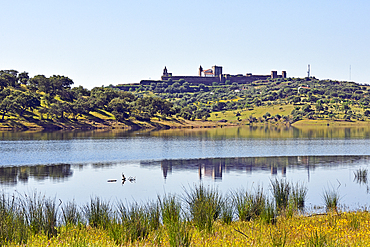 Banks of the dam lake of Alqueva on the Guadiana River near Mourao, Reguengos de Monsaraz, Alentejo region, Portugal, southwertern Europe