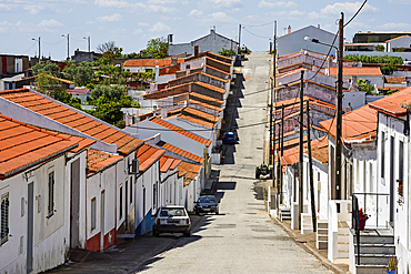 Street of Povoa, village in the district of Beja, Alentejo region, Portugal, southwertern Europe