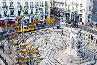Bronze statue of Luís Vaz de Camões (1524 or 1525 – 10 June 1580), considered as Portuguese language's greatest poet, Camoes square,district of Bairro Alto and Chiado, Lisbon, Portugal, Europe