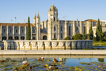 Jeronimos Monastery viewed from the Gardens of Belem, Lisbon, Portugal, Europe