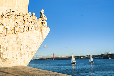 Monument to the Discoveries on the Tagus River bank in the area of Belem, Lisbon, Portugal, Europe