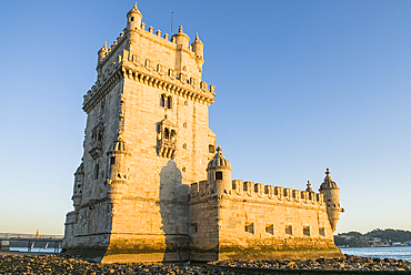 Belem Tower on the Tagus River bank in the area of Belem, UNESCO World Heritage Site, Lisbon, Portugal, Europe