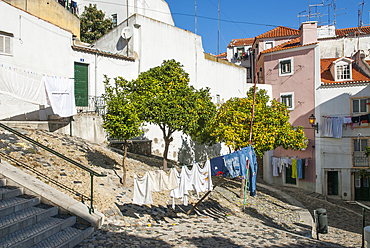 Small place in Alfama district, Lisbon, Portugal, Europe