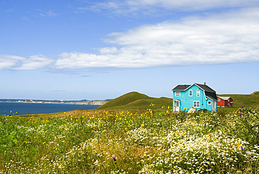 Wooden house, Havre aux Maisons island, Magdalen Islands, Gulf of Saint Lawrence, Quebec province, Canada, North America