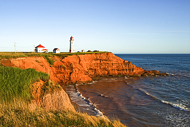 Lighthouse of l'Anse-a-la-Cabane, Havre-Aubert island, Magdalen Islands, Gulf of Saint Lawrence, Quebec province, Canada, North America