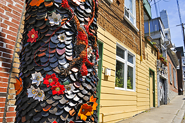 Street art of Ste-Claire street in St-Jean-Baptiste district, by the visual artist Sylvain Michaud, Quebec City, Province of Quebec, Canada, North America