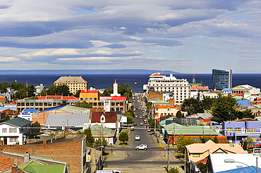 Overview of Punta Arenas, Strait of Magellan, Peninsula of Brunswick, Chile, South America