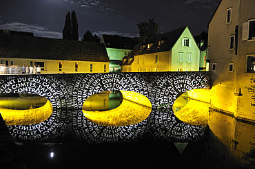 Illumination of the Bouju bridge, Chartres, Eure-et-Loir department, Centre region, France, Europe