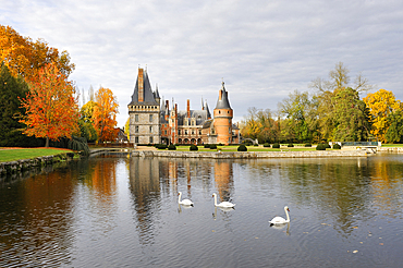 Chateau de Maintenon seen from the park, Eure-et-Loir department, Centre region, France, Europe