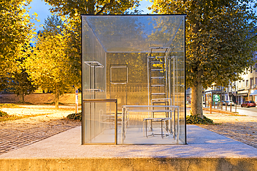 Gimme Shelter by the artist Nathalie Talec, associated with architect A. Nossovski and designer S. Dwernicki, installed in front of the Cite du Design, Saint-Etienne, Loire department, Auvergne-Rhone-Alpes region, France, Europe