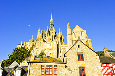 View of the abbey from the ramparts of Mont-Saint-Michel,UNESCO World Heritage Site, Manche department, Normandy region, France, Europe