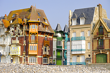 Maisons a colombages, Belle Epoque seafront villas, Mers-les-Bains, Somme department, Hauts-de-France, France, Europe