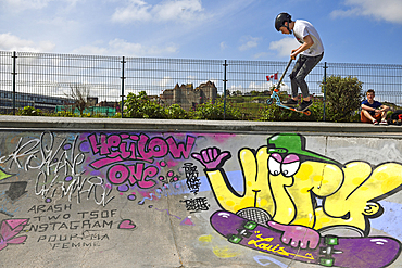 Skate park at sea front, Dieppe, Seine-Maritime department, Normandy region, France, Europe