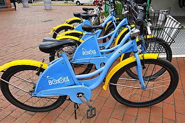 Bicycle-sharing system in Zona Rosa area, Bogota, Colombia, South America