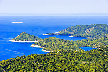 Western coast seen from Plesevo Brdo hill, Lastovo island, Croatia, Southeast Europe