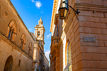 View of Church of the Annunciation of Our Lady (Knisja tal-Lunzjata tal-Madonna) in Mdina, Malta, Mediterranean, Europe