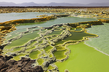January 27, 2011 - Dallol geothermal area, terraces of potassium salt deposits formed by brine hot springs, Danakil Depression, Ethiopia.