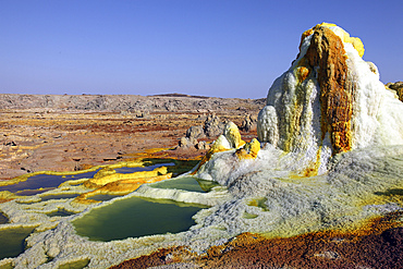 January 27, 2011 - Dallol geothermal area, potassium salt deposits formed by brine hot springs, Danakil Depression, Ethiopia.