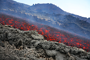 November 2006 - Lava flow during eruption of Mount Etna volcano, Sicily, Italy.