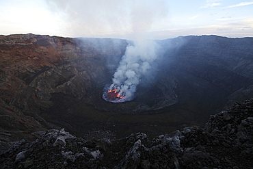 January 22, 2011 - Lava Lake in bottom of summit caldera, Nyiragongo Volcano, Democratic Republic of the Congo.