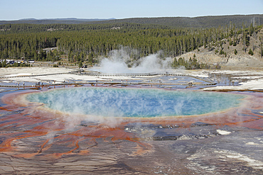 September 12, 2009 - Grand Prismatic Spring, Midway Geyser Basin geothermal area, Yellowstone Caldera, Yellowstone National Park, Wyoming.