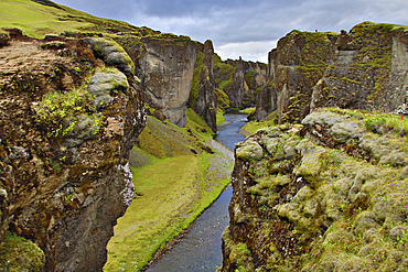 River in a basalt gorge, Iceland.