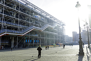 The forecourt of the Pompidou Centre on a sunny day in winter