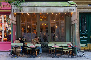 Terrace of restaurant District on Rue Montmartre