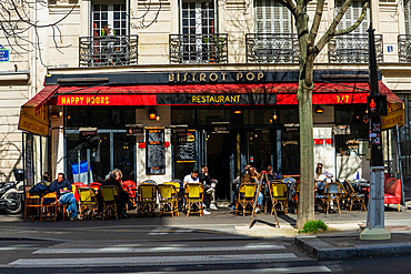 Terrace of restaurant Bistro Pop on Avenue de la Republic, Paris, France