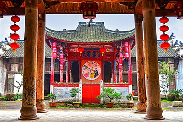 The village performance theatre in Yuyuan Ancient Village, Wuyi County, Jinhua City, Zhejiang Province, China. The village has more than 1000 ancient buildings dating as far back as the Song Dynasty 1000 years ago.