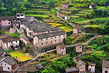 Picturesque Shanxiabao village, Wuyi County, Jinhua City, Zhejiang Province, China. Under cultural protection, the 800 year old ancient village was featured in Chinese National Geography and still has buildings from 1723-1735.