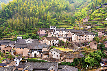 Picturesque Shanxiabao village, Wuyi County, Jinhua City, Zhejiang Province, China. Under cultural protection, the 800 year old ancient village was featured in Chinese National Geography and still has buildings from 1723-1735.